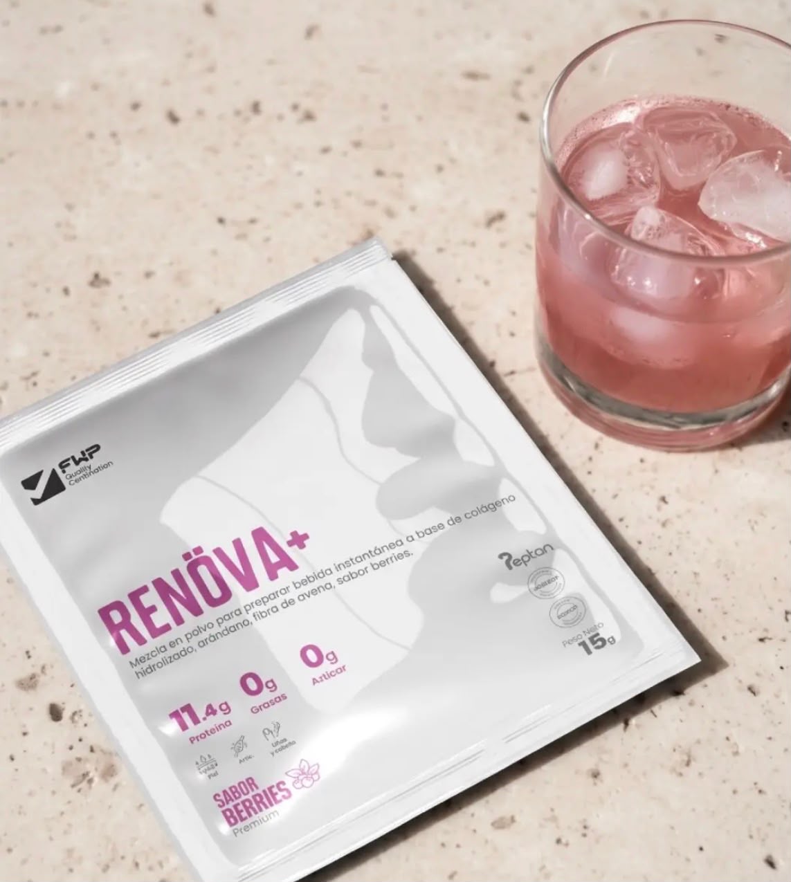 Renova +Biopeptidos de colágeno, sabor Berries | Tu belleza y bienestar desde adentro